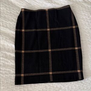 Ann Taylor Factory Black and Tan Checkered Pencil Skirt